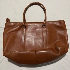 Vintage VTG L.L Bean Field & Town Leather Tote Bag Brown